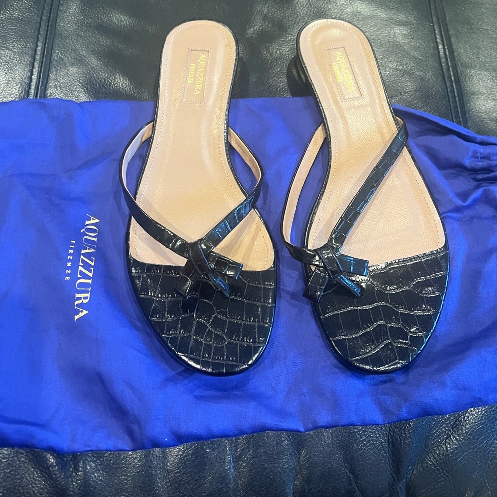 Brand new with dustbag aquazzura croc leather sandals